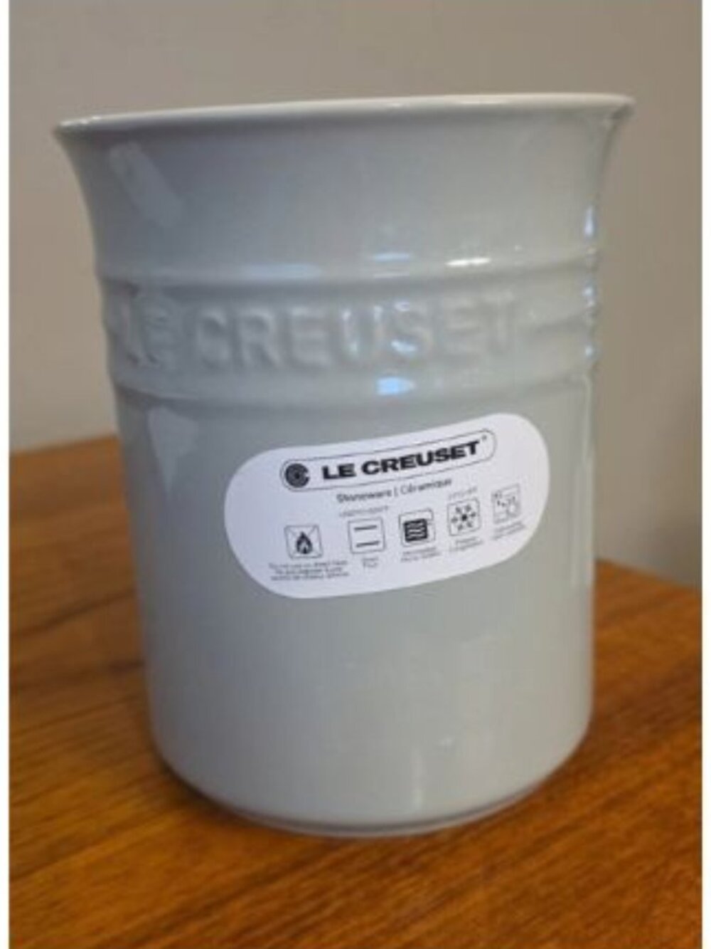 NWT LE CREUSET STONEWARE UTENSIL CROCK 6" X 5" PISTACHIO GREEN